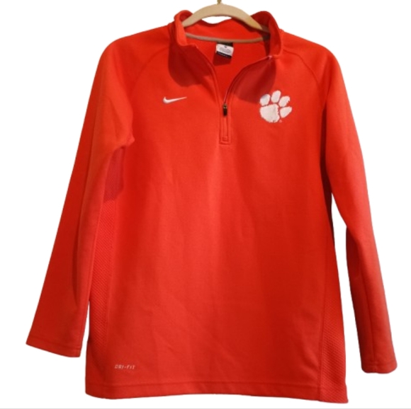 Nike Clemson Tigers Youth‎ Large 1/4 Zip Pullover Dri-Fit Orange Athletic... - Picture 1 of 15